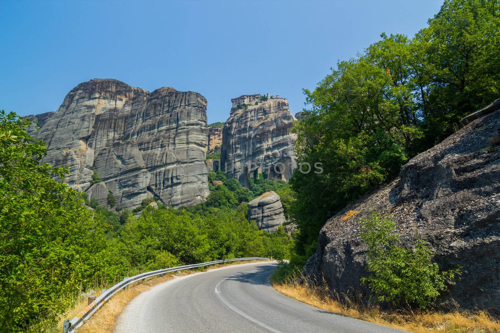 Meteora. Famous Greek Christian monastery on the rock. Greece. Panorama