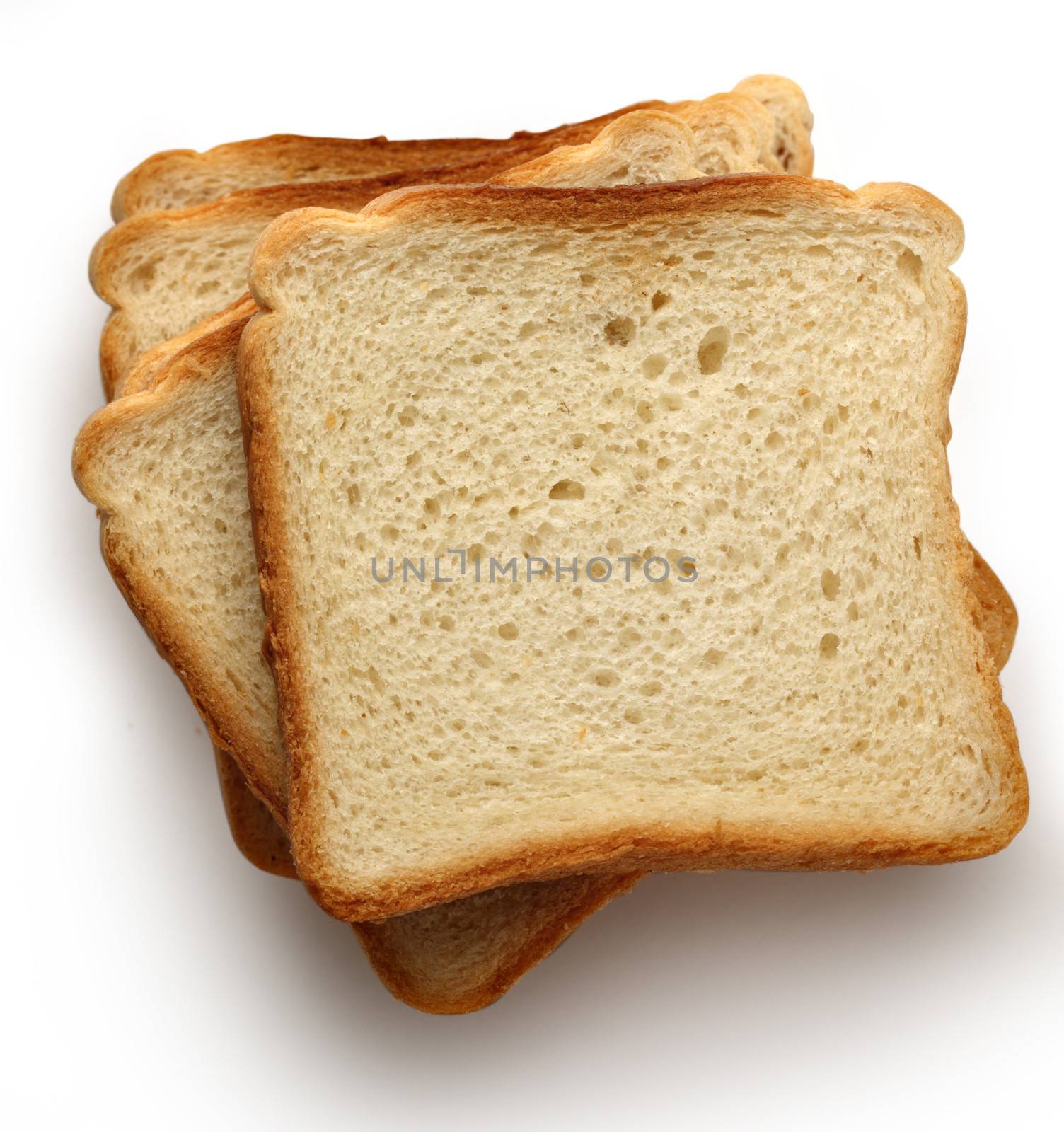 Bread slices on white background