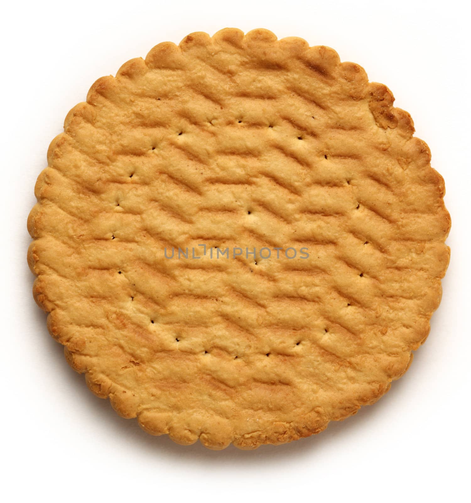 Round biscuit on white background