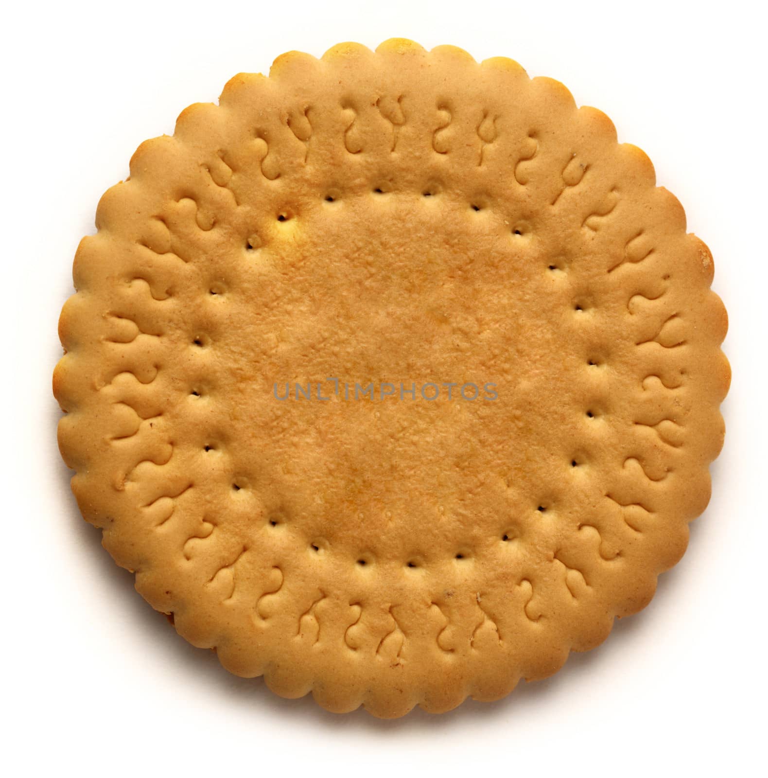 Round biscuit on white background