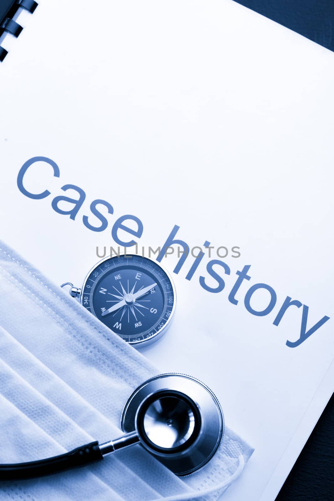 Case history, stethoscope, compass and mask by Garsya