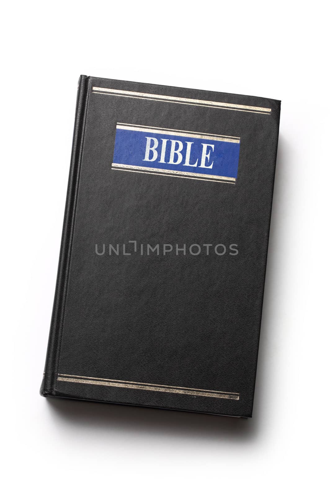 Black Bible book on white background