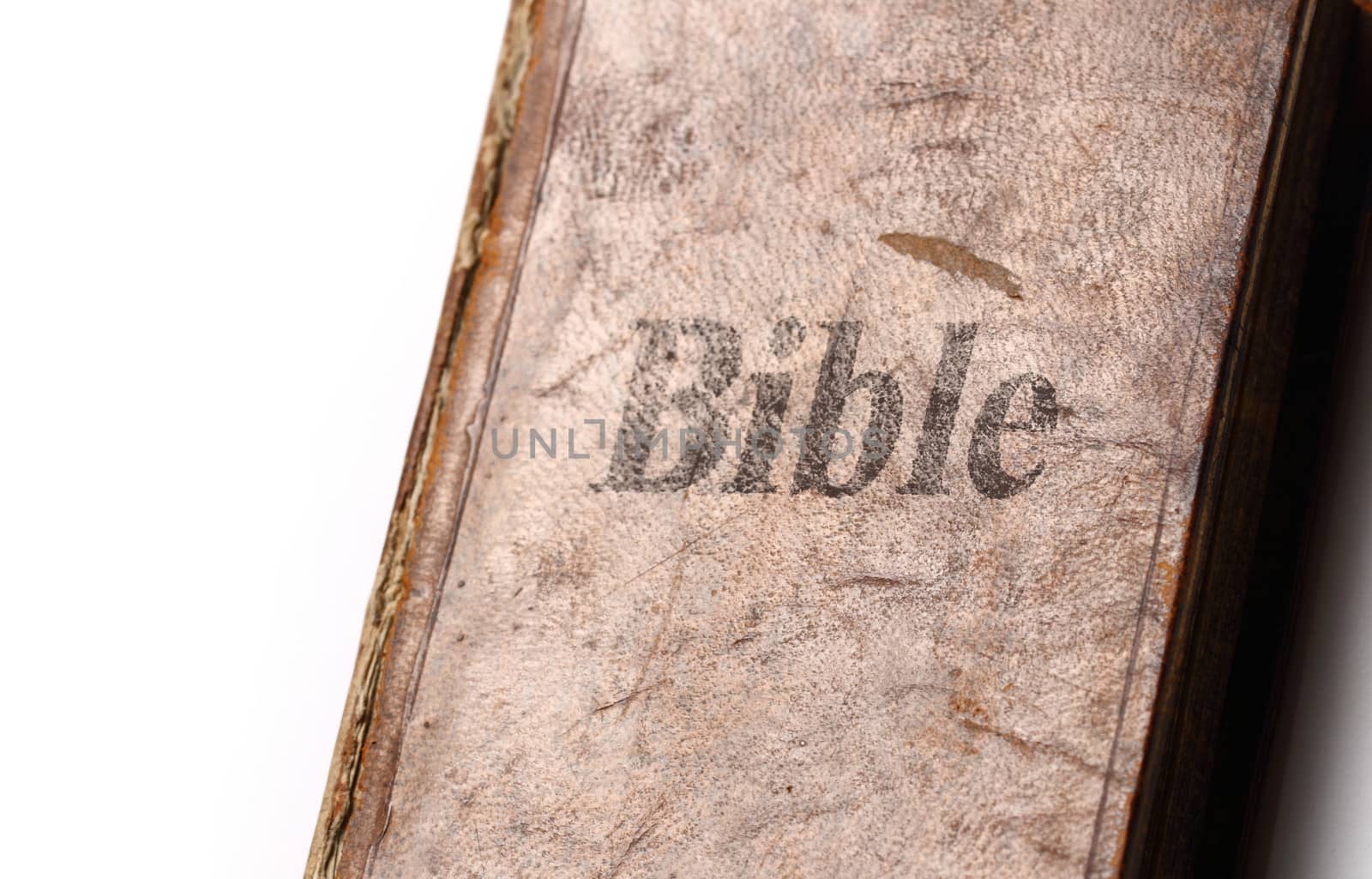 Old Bible book on white background