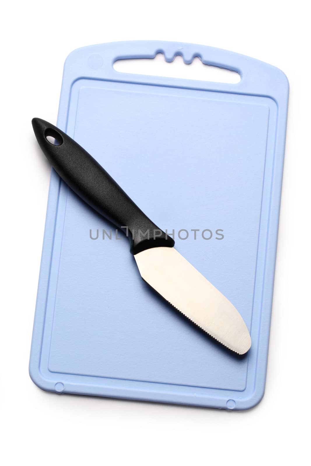 Kitchen knife and preparation board