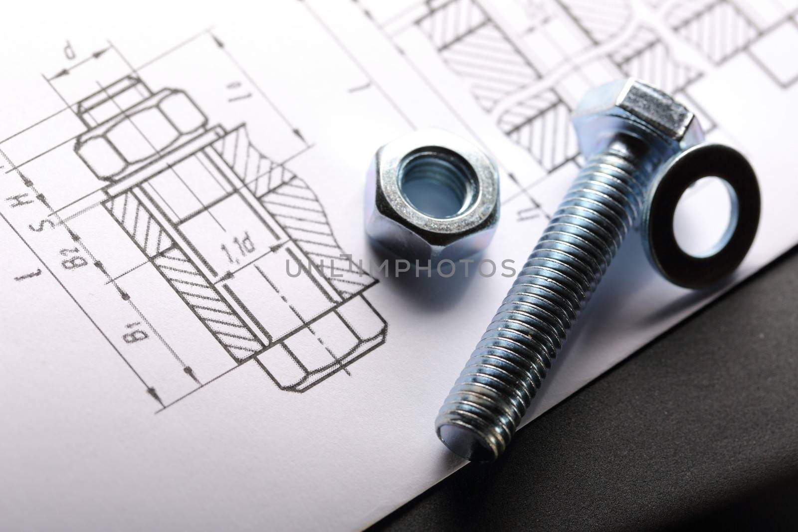 Drafting and screw bolt with nut