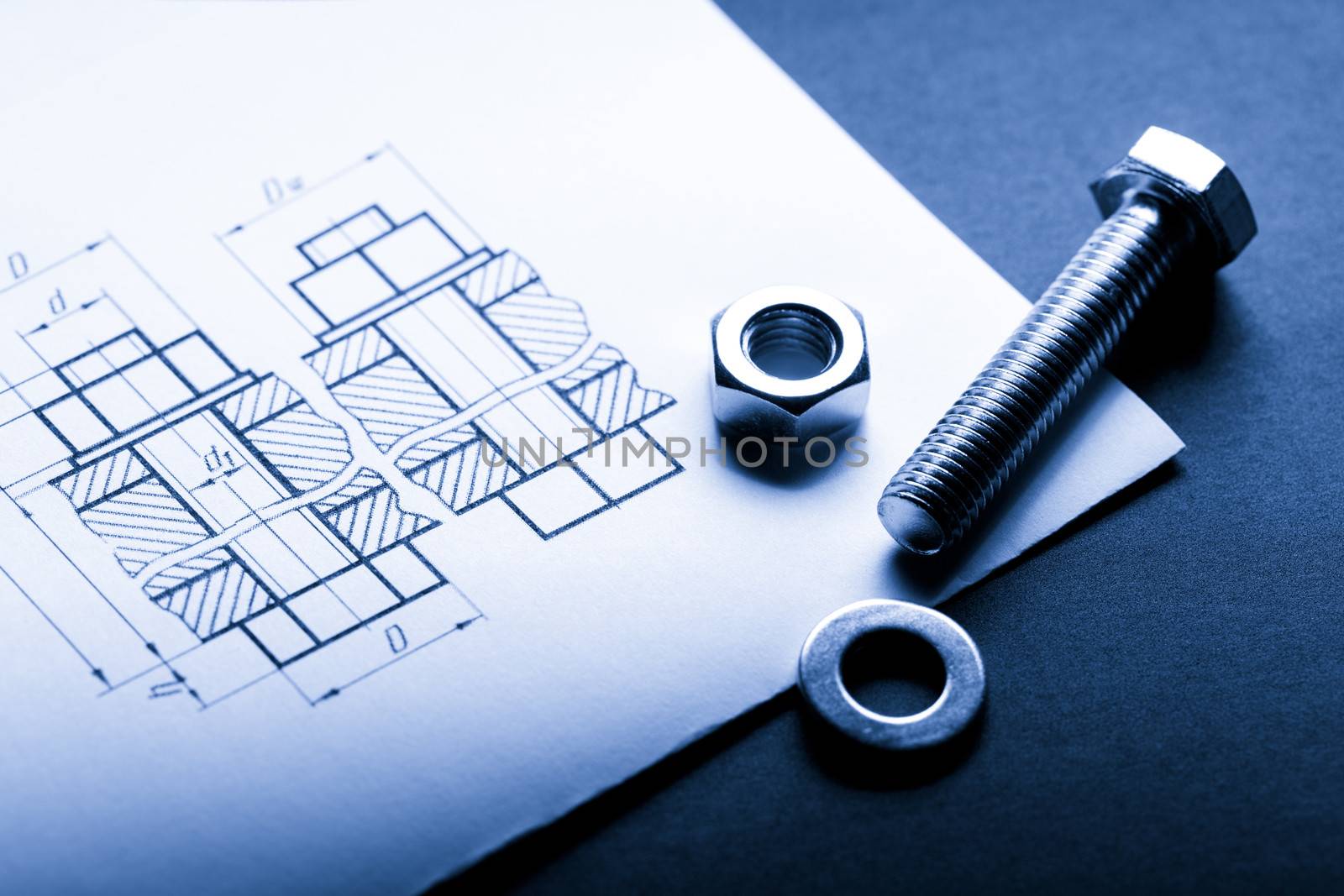 Drafting and screw bolt with nut