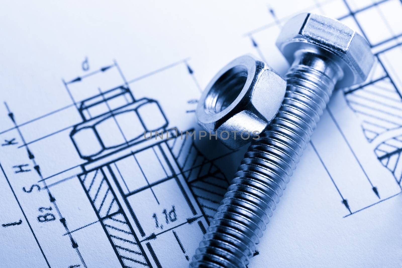 Drafting and screw bolt with nut