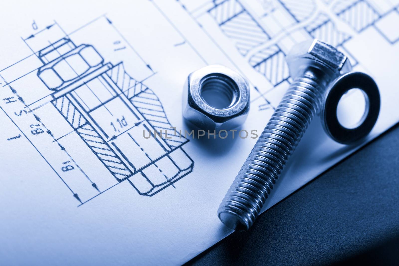 Drafting and screw bolt with nut