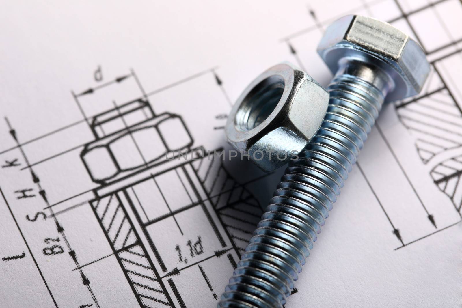 Drafting and screw bolt with nut