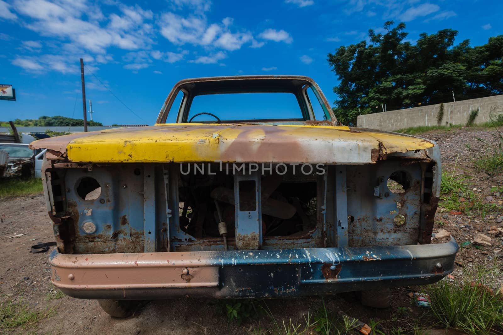 Car Vehicle stripped bare