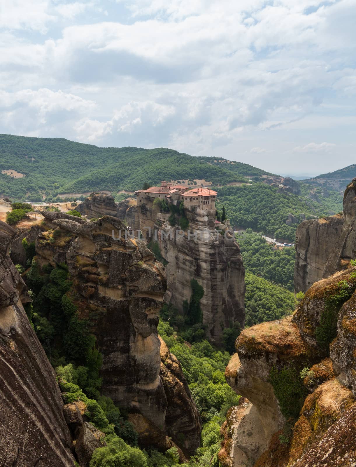 The Meteora meaning middle of the sky, suspended in the air or in the heavens above is one of the largest and most important complexes of Eastern Orthodox monasteries in Greece. The six monasteries are built on natural sandstone rock pillars