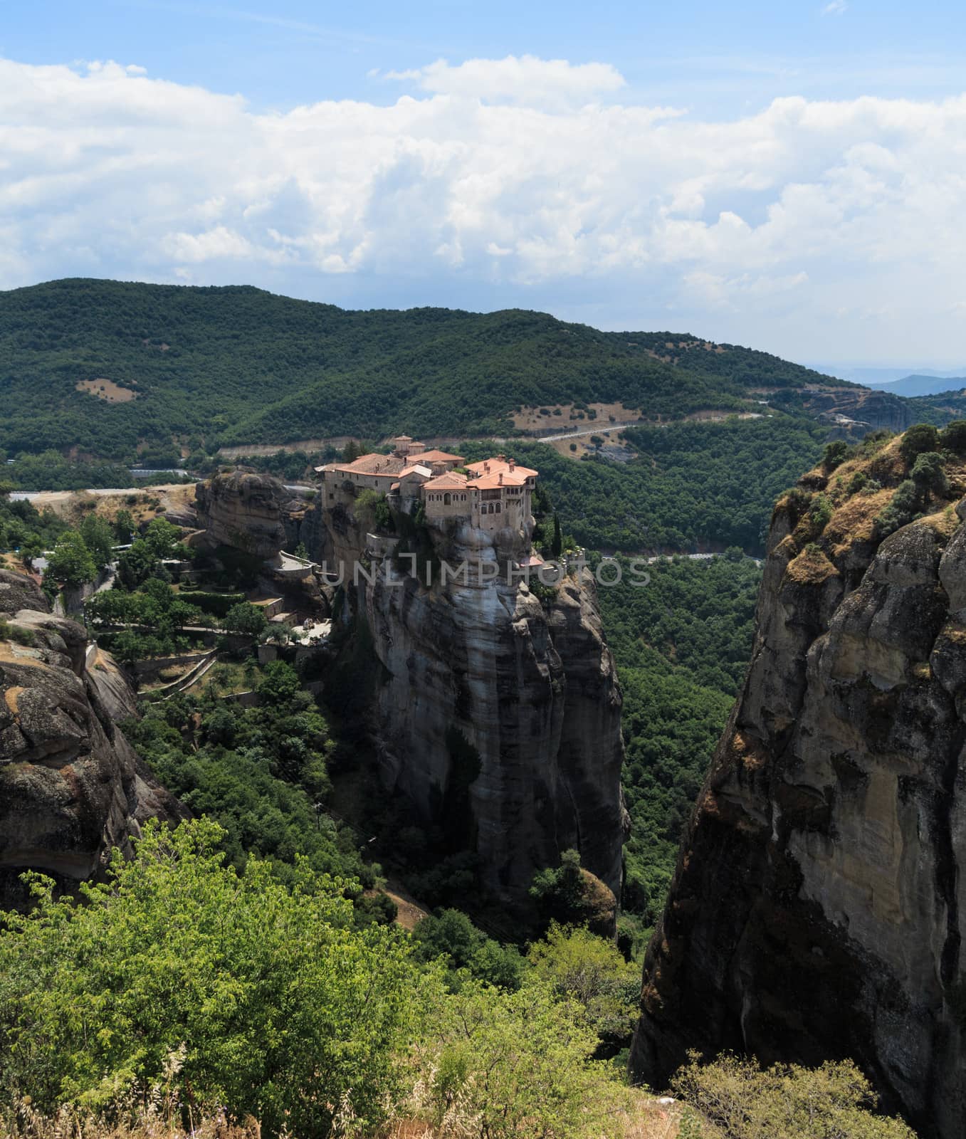 The Meteora meaning middle of the sky, suspended in the air or in the heavens above is one of the largest and most important complexes of Eastern Orthodox monasteries in Greece. The six monasteries are built on natural sandstone rock pillars