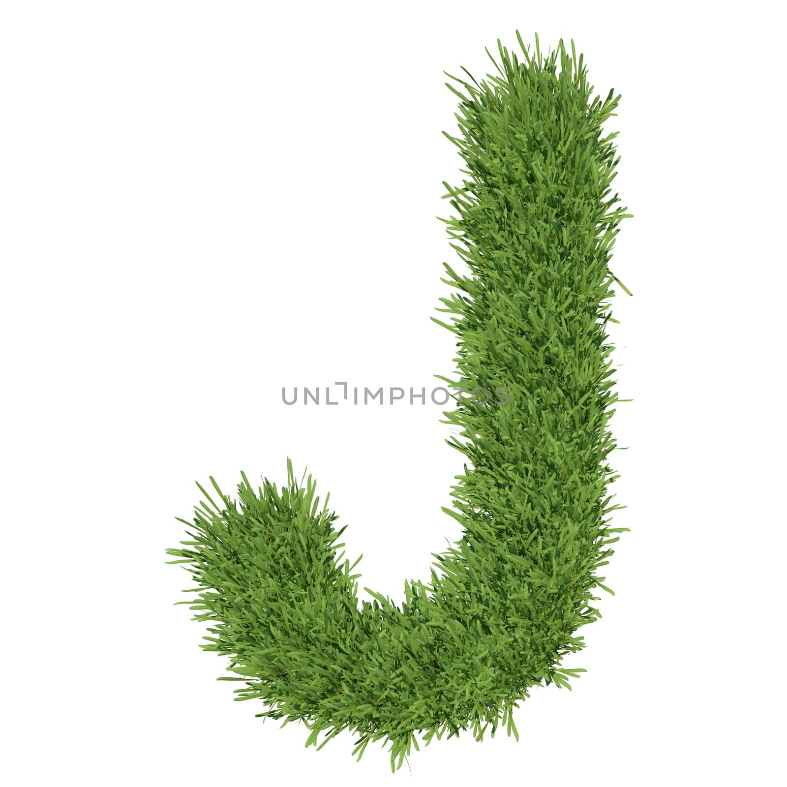 Letter of the alphabet made from grass. Isolated render on a white background
