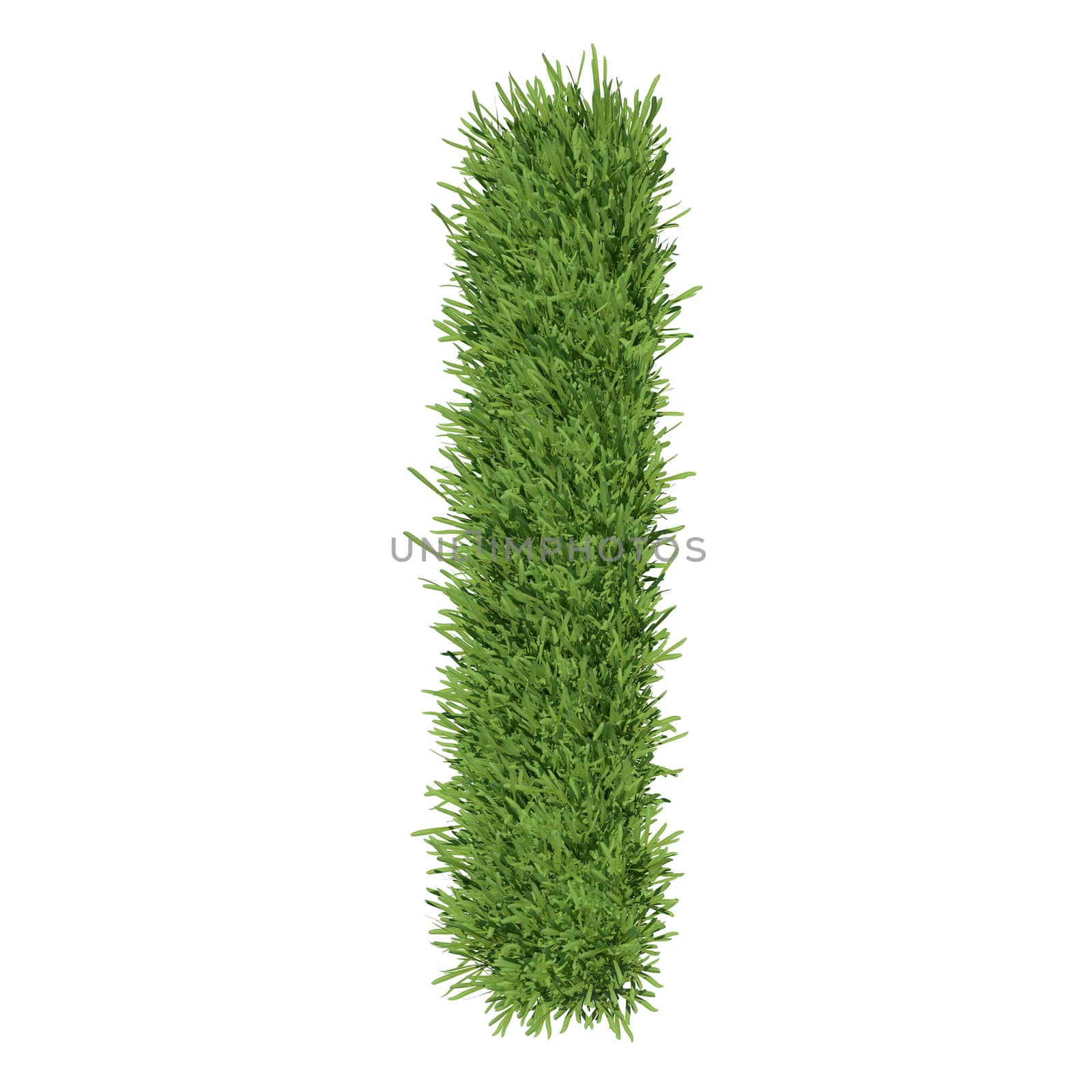 Letter of the alphabet made from grass. Isolated render on a white background