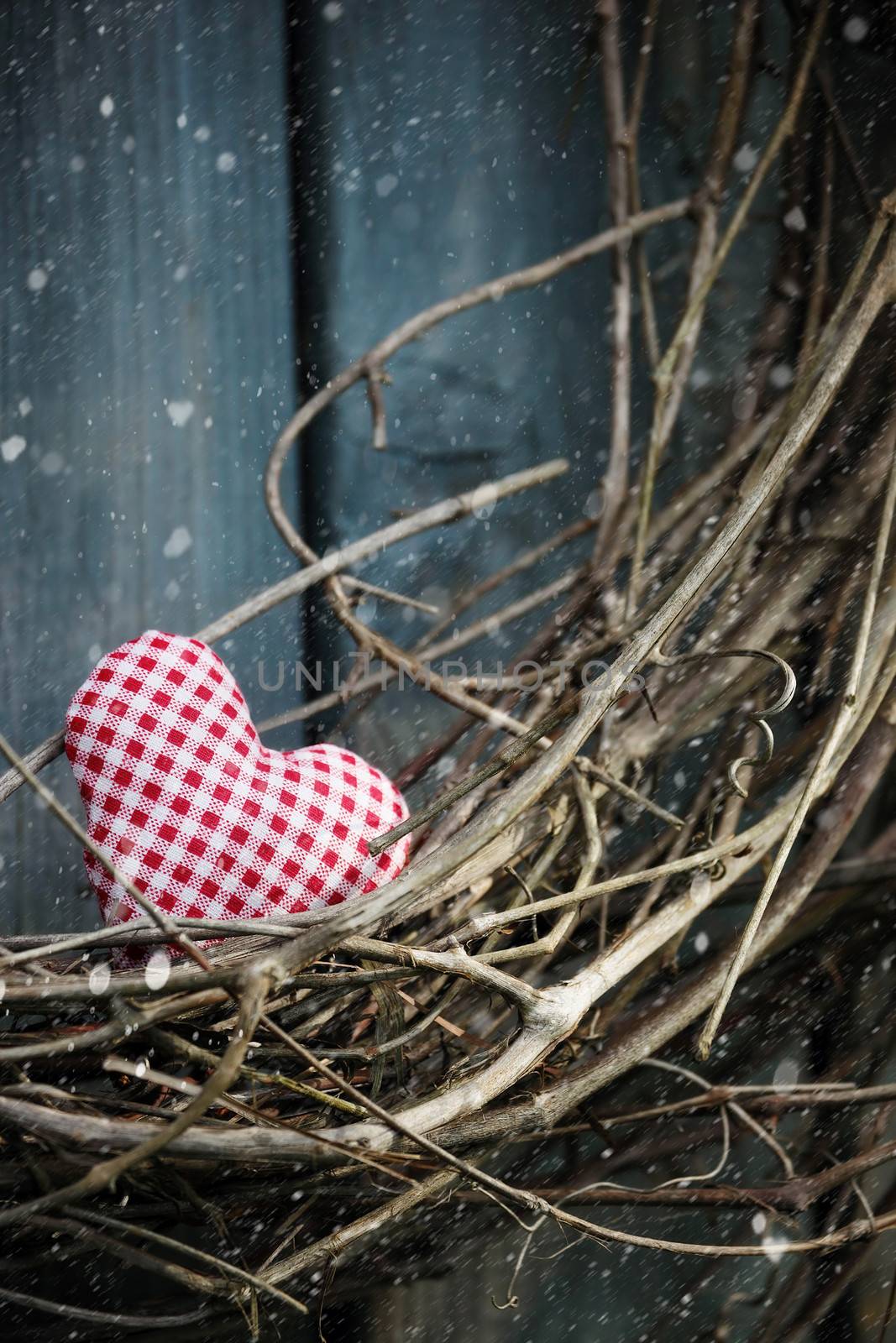 Little heart on Christmas wreath