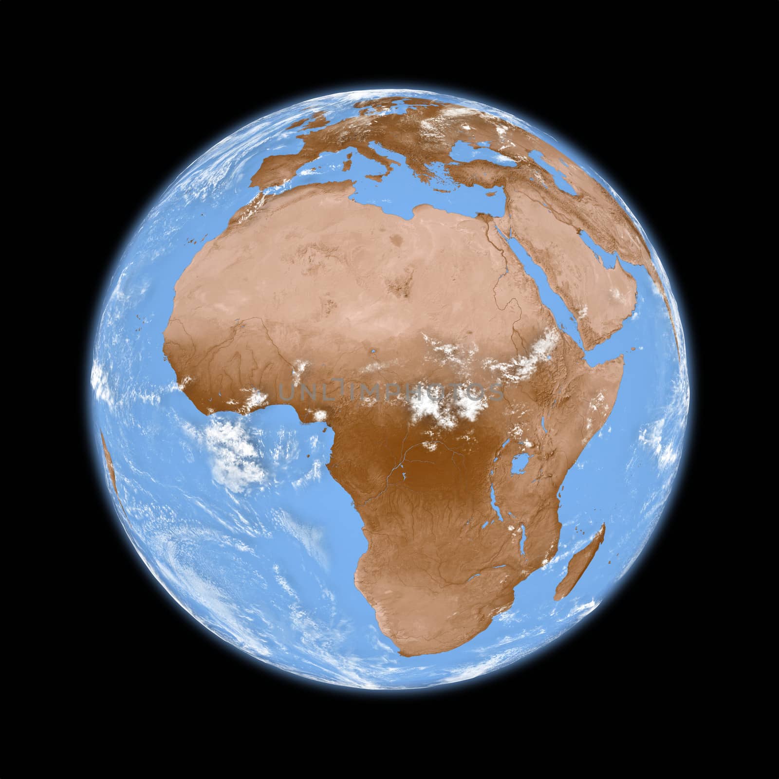 Africa on planet Earth isolated on black background. Elements of this image furnished by NASA.