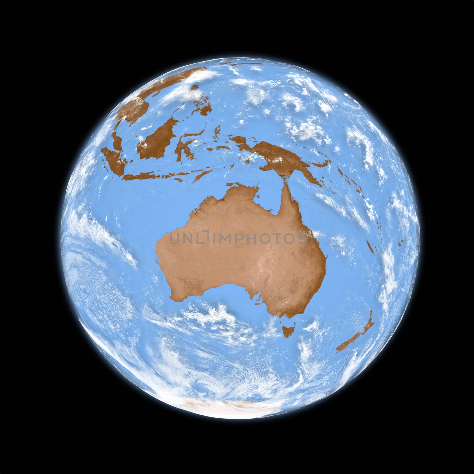 Australia on planet Earth isolated on black background. Elements of this image furnished by NASA.