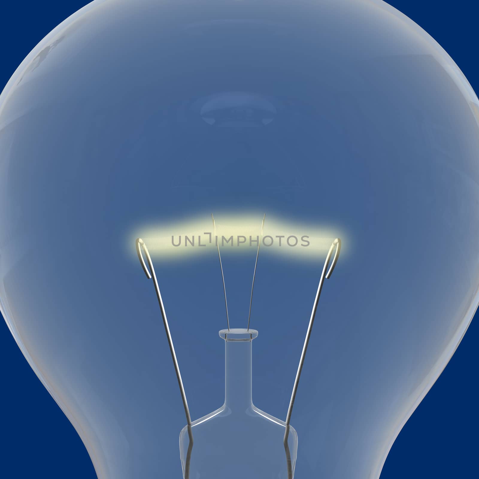 Close up of lightbulb on blue background