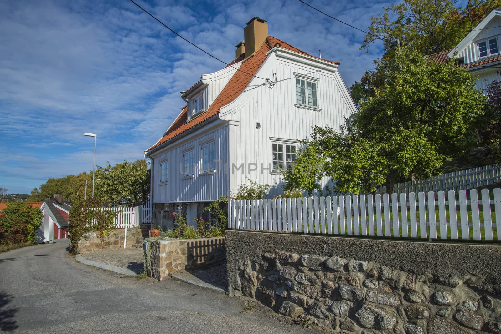 Sponvika is a village in Halden, Norway, and most of the houses are of older origin but well maintained. Image is shot in late September 2013.