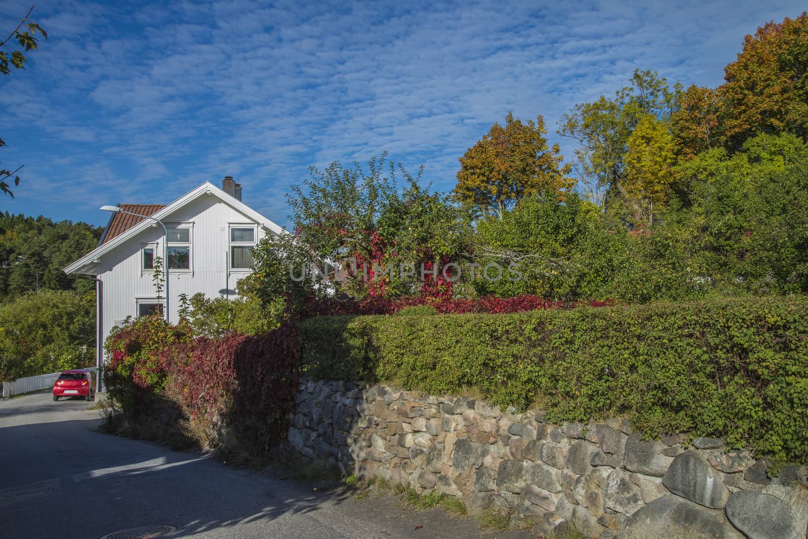 Sponvika is a village in Halden, Norway, and most of the houses are of older origin but well maintained. Image is shot in late September 2013.
