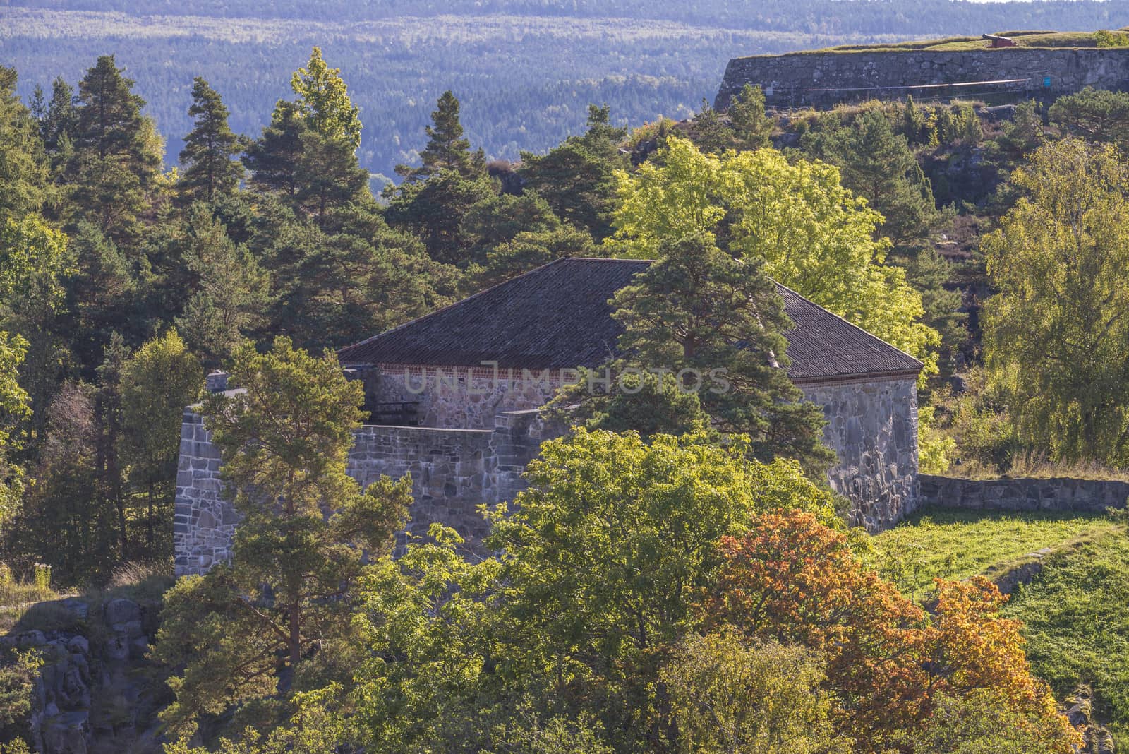 Large tower is a fort located outside Fredriksten fortress in Halden, Norway, and was built in 1682 and was completed in 1884. The picture is shot in September 2013