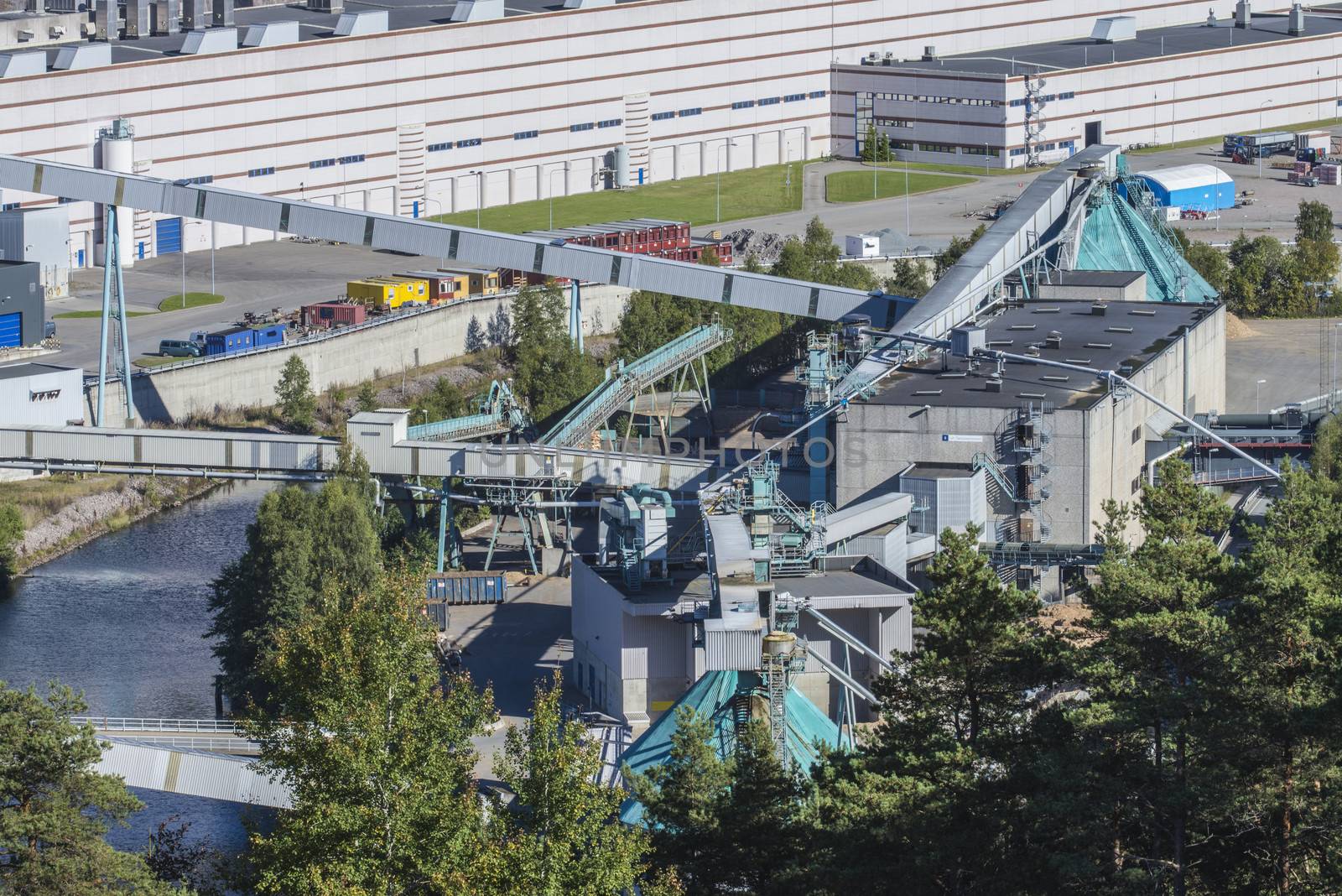 Saugbrugs paper factory which is a Norwegian paper factory in Halden. It is the oldest wood processing plant in Norway which is still in operation. Image is shot at Fredriksten fortress in Halden, Norway a day in September 2013.