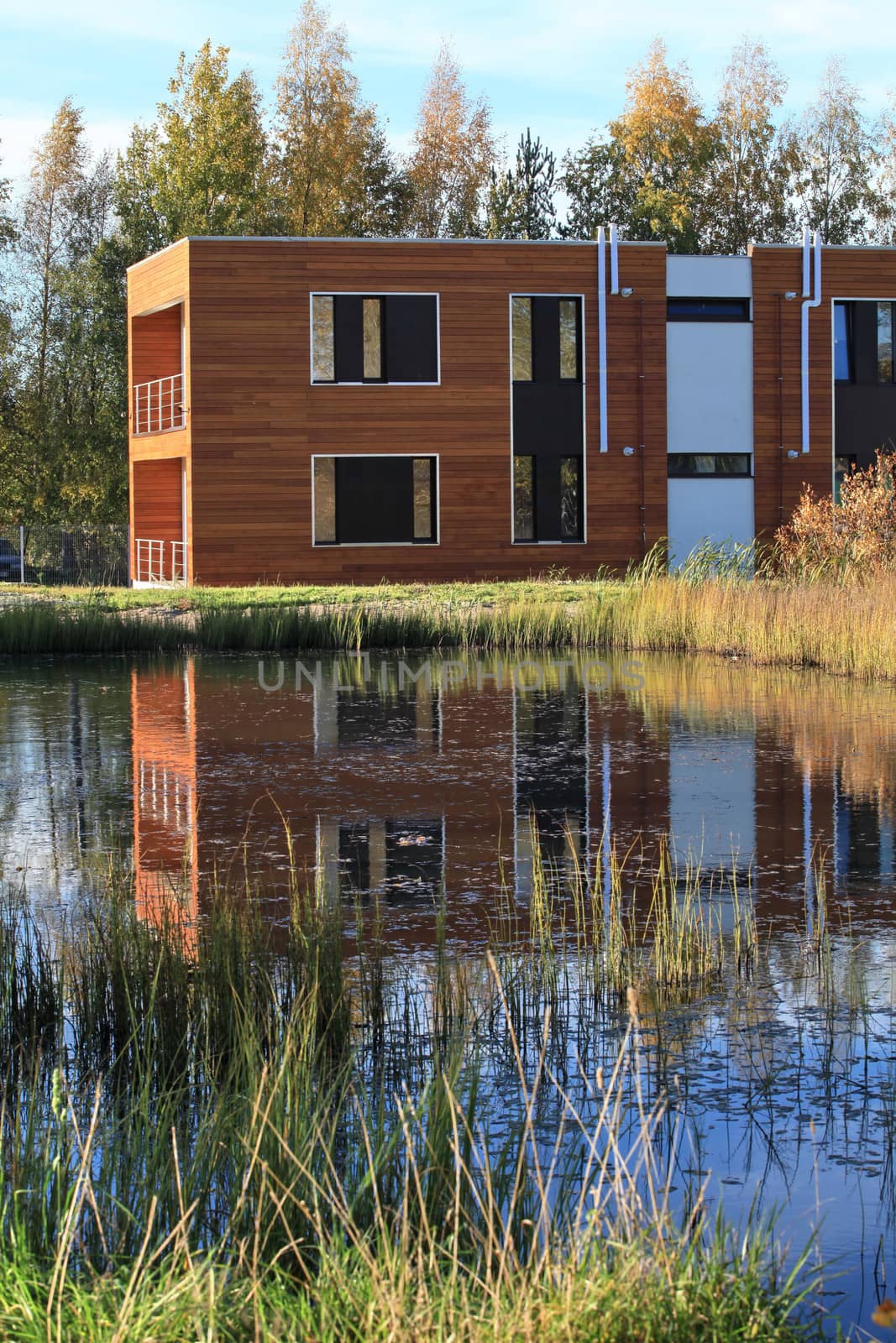new residential building on the lake 