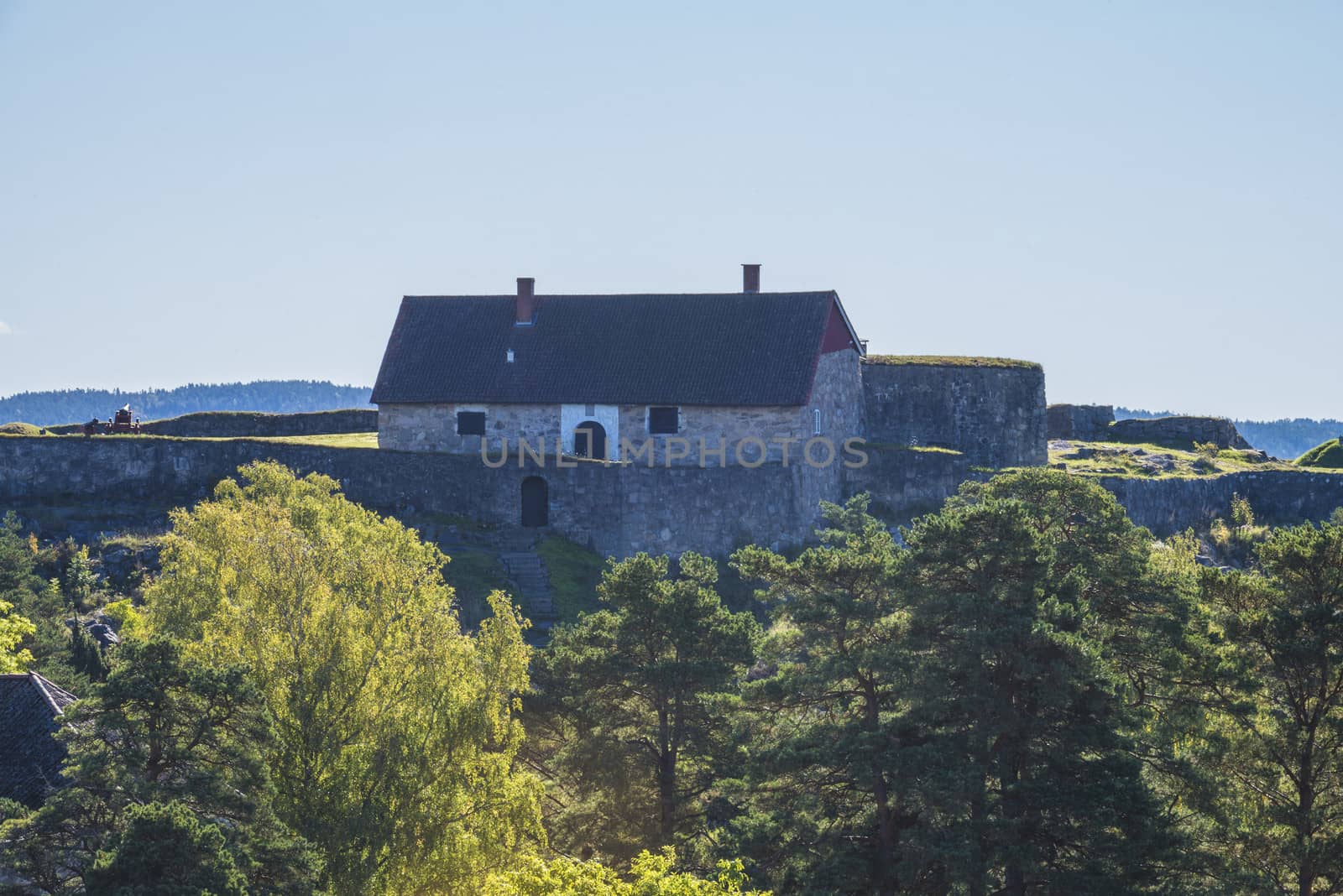 Upper rock fort in Fredriksten fortress, Halden, Norway was built as an extremity of the fortress, facing fredriksten-fortress. Bilde er skutt i September 2013