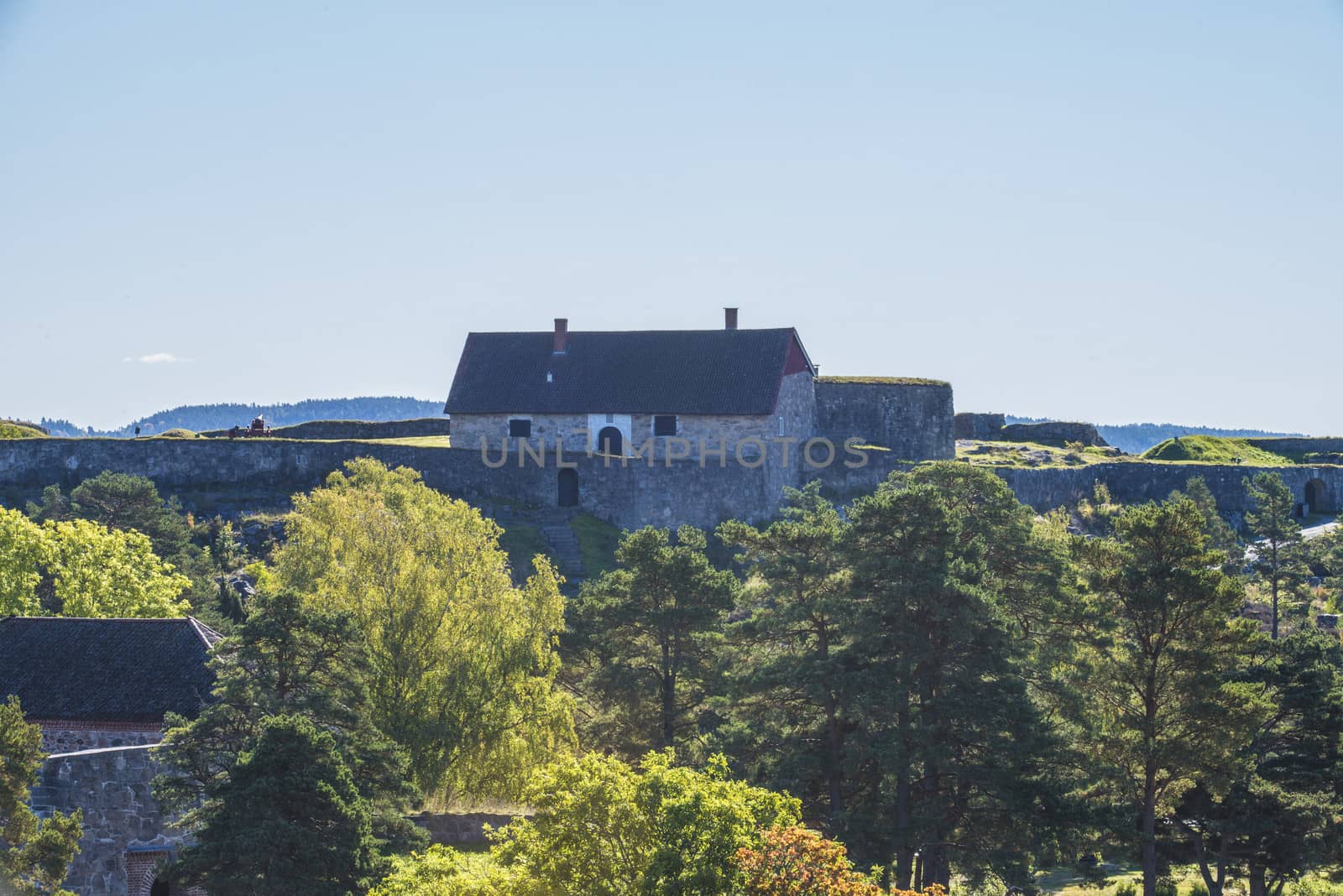 Upper rock fort in Fredriksten fortress, Halden, Norway was built as an extremity of the fortress, facing fredriksten-fortress. Bilde er skutt i September 2013