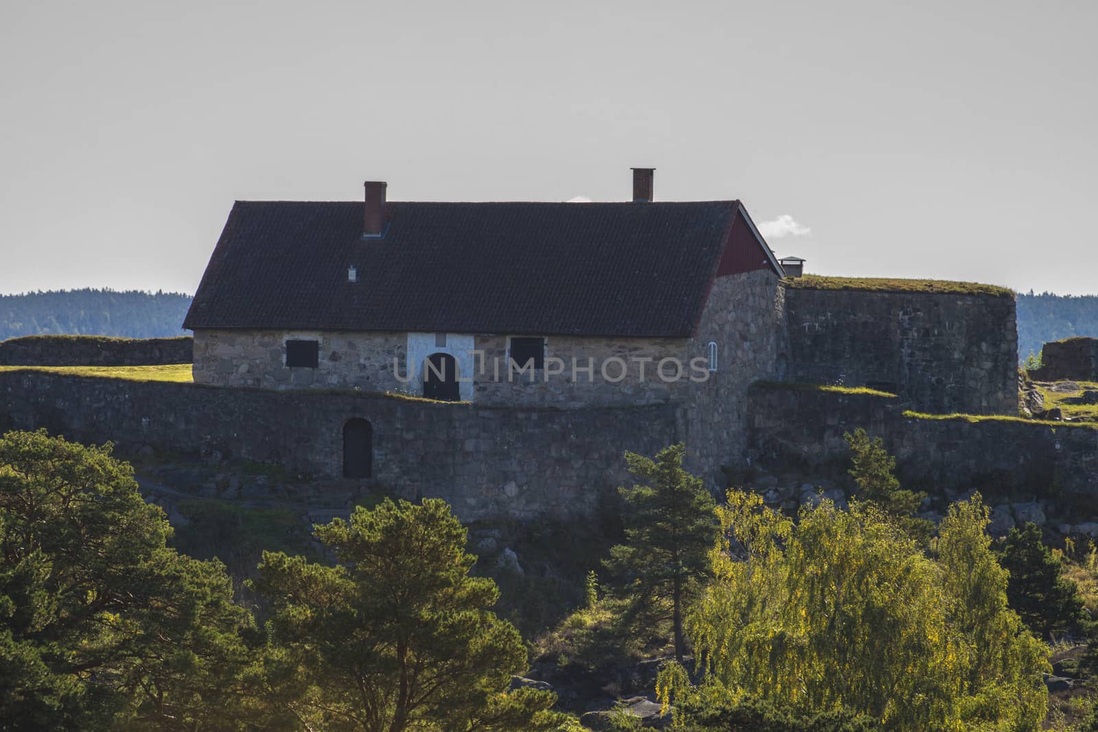 Upper rock fort in Fredriksten fortress, Halden, Norway was built as an extremity of the fortress, facing fredriksten-fortress. Bilde er skutt i September 2013