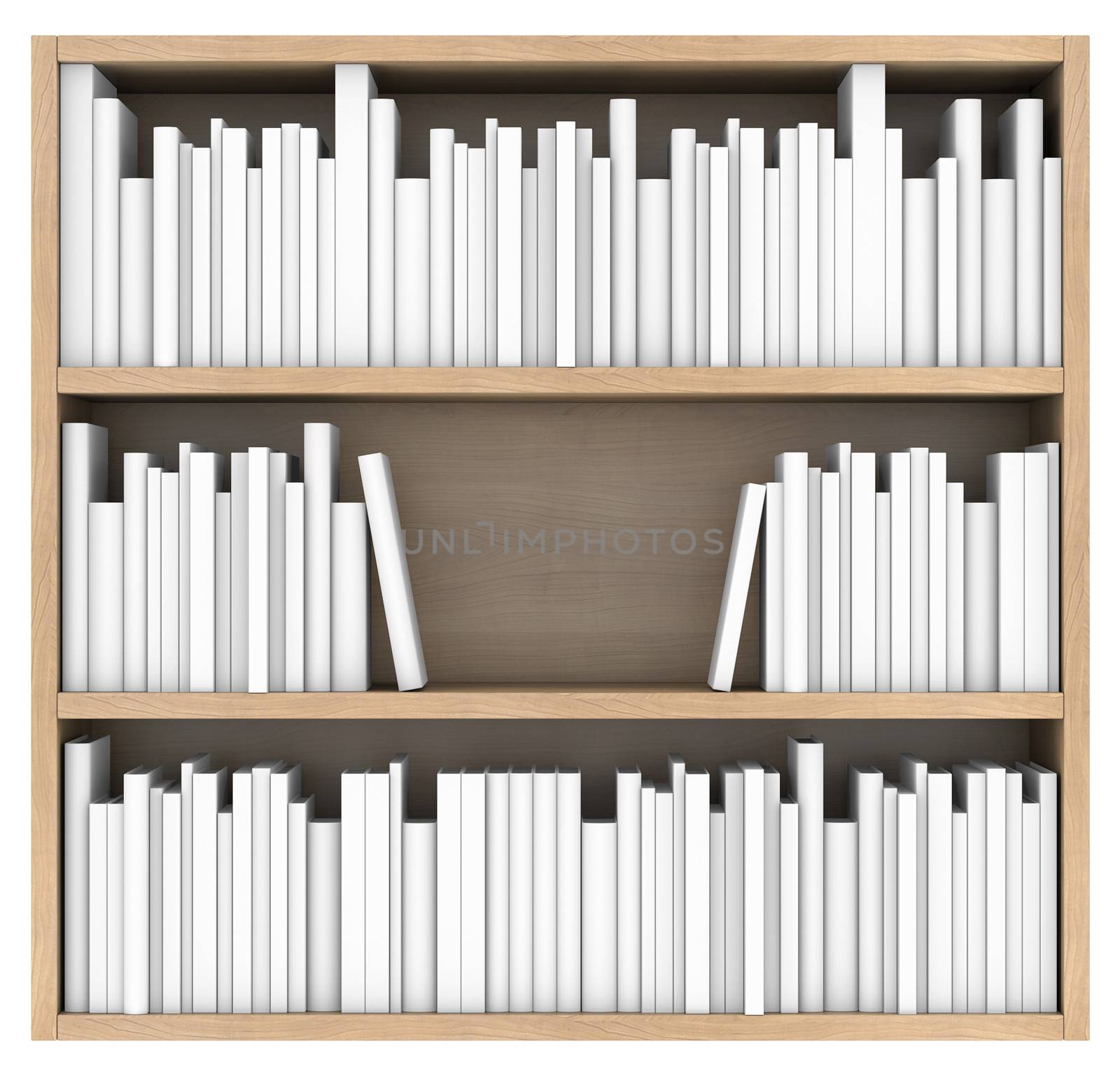 Bookshelf. 3d render isolated on white background
