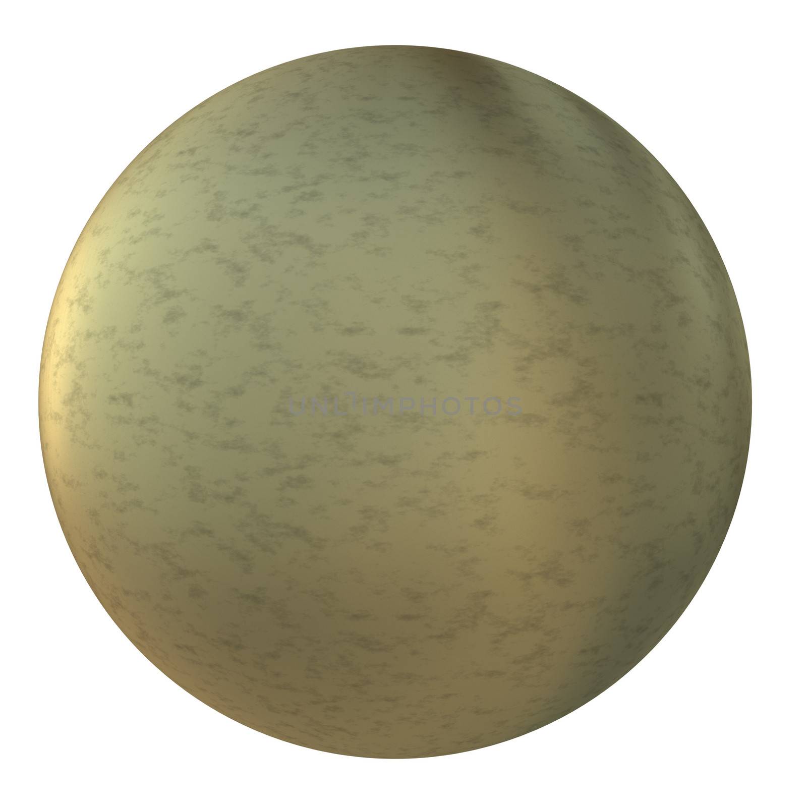 Brass ball. Isolated render on white background