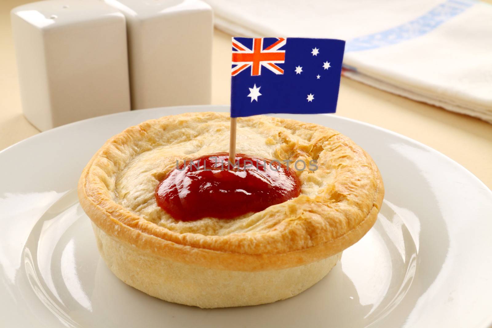 Australian flag on the classic Australian meat pie.