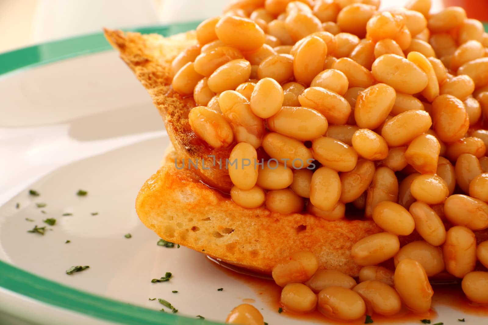 Delicious and simple old fashioned baked beans stack on toast.
