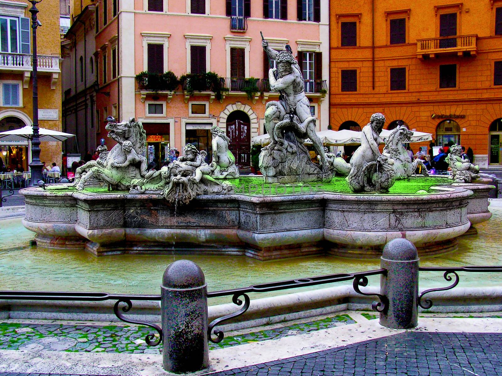 The fountain of Neptune on Navona square-rome by konradkerker
