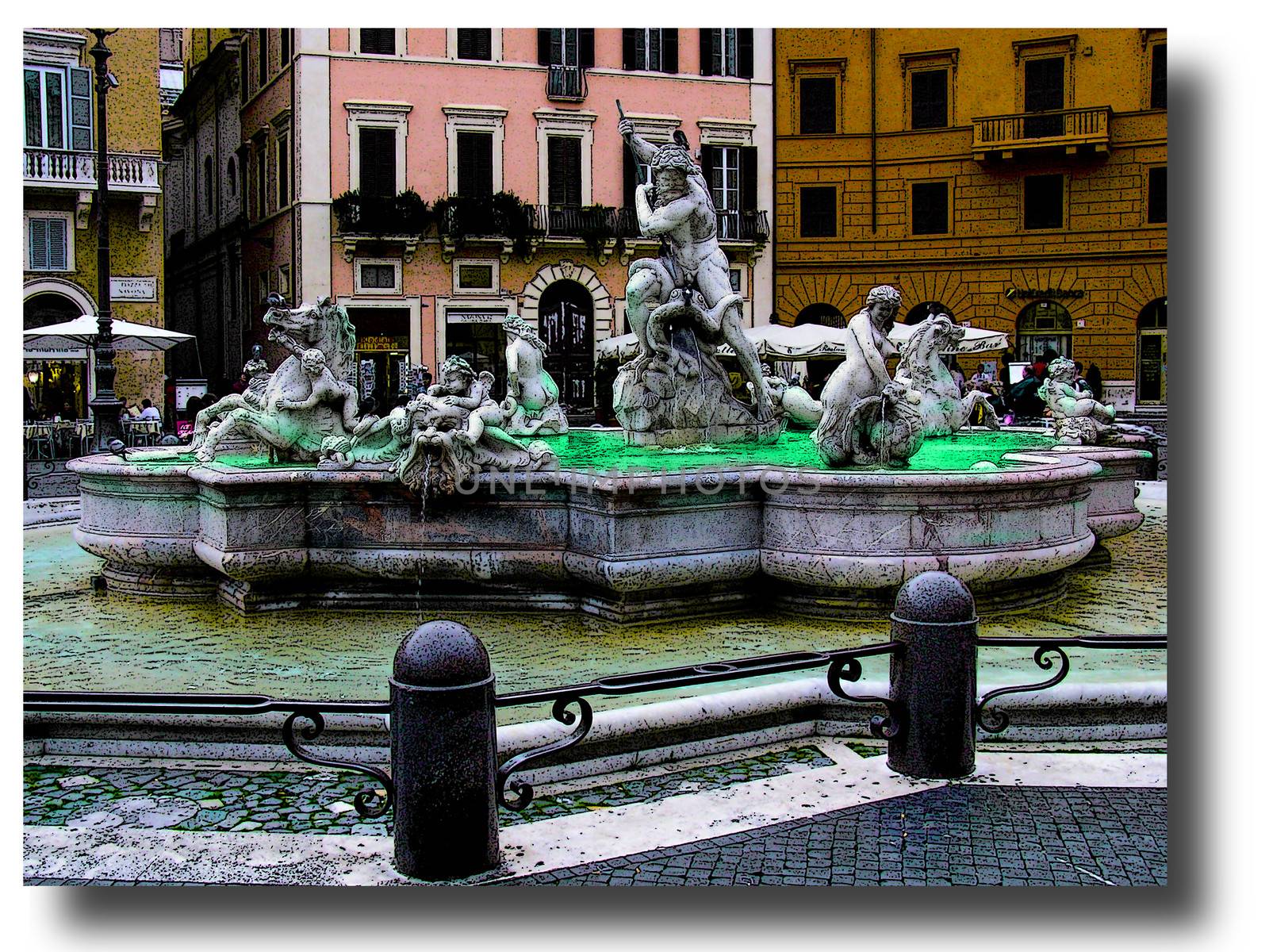 The fountain of Neptune on Navona square-rome by konradkerker