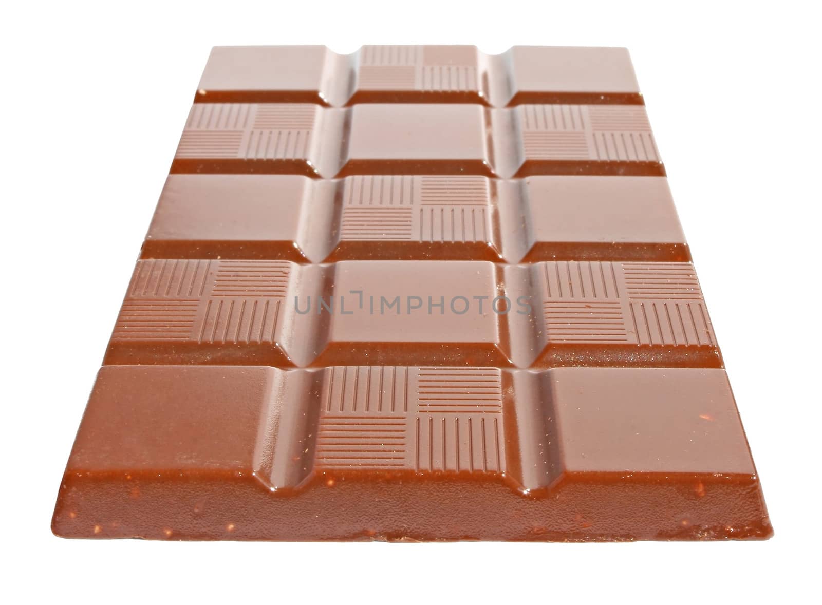 Bar chocolate on a white background.