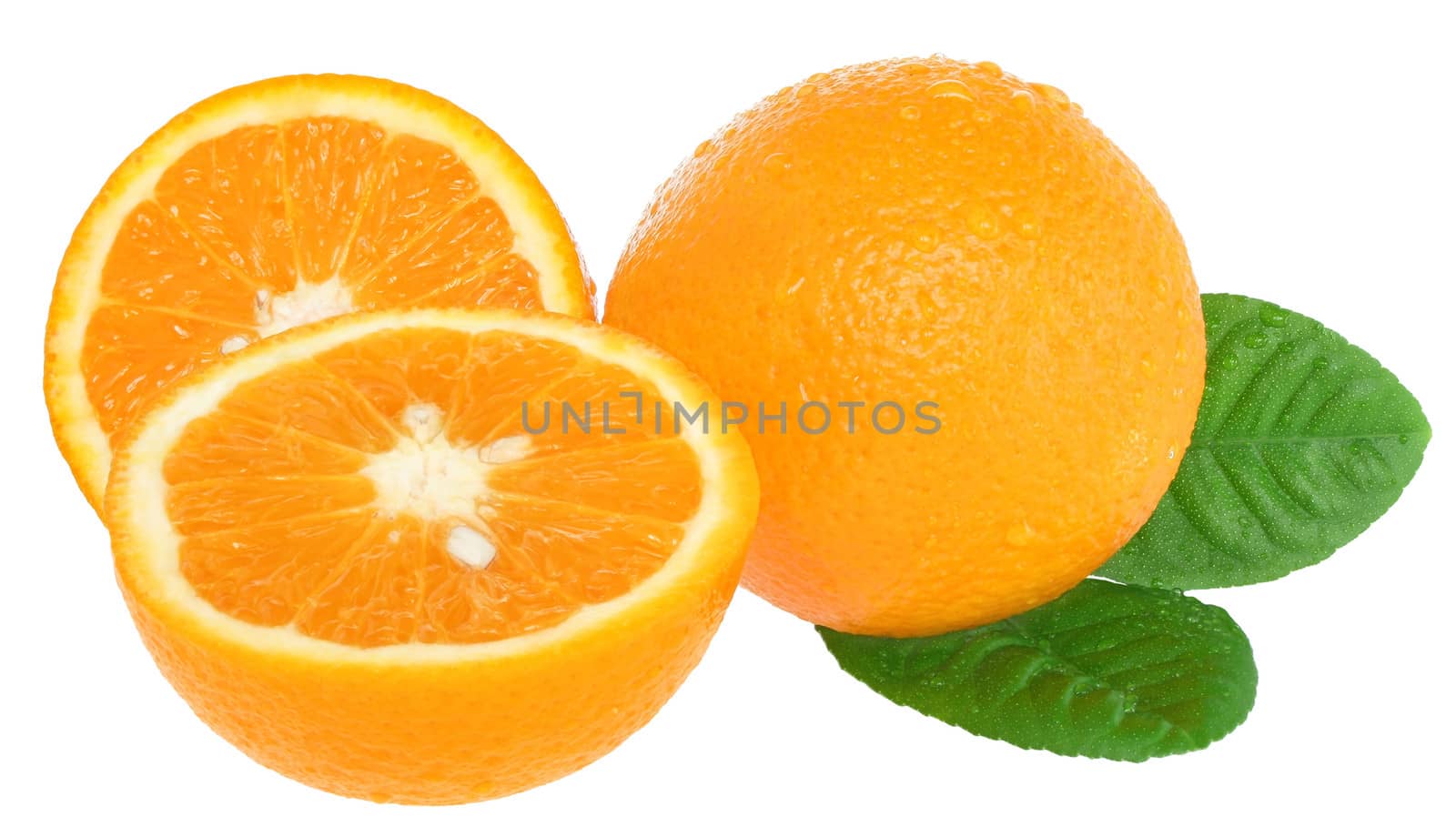 Ripe orange on a white background