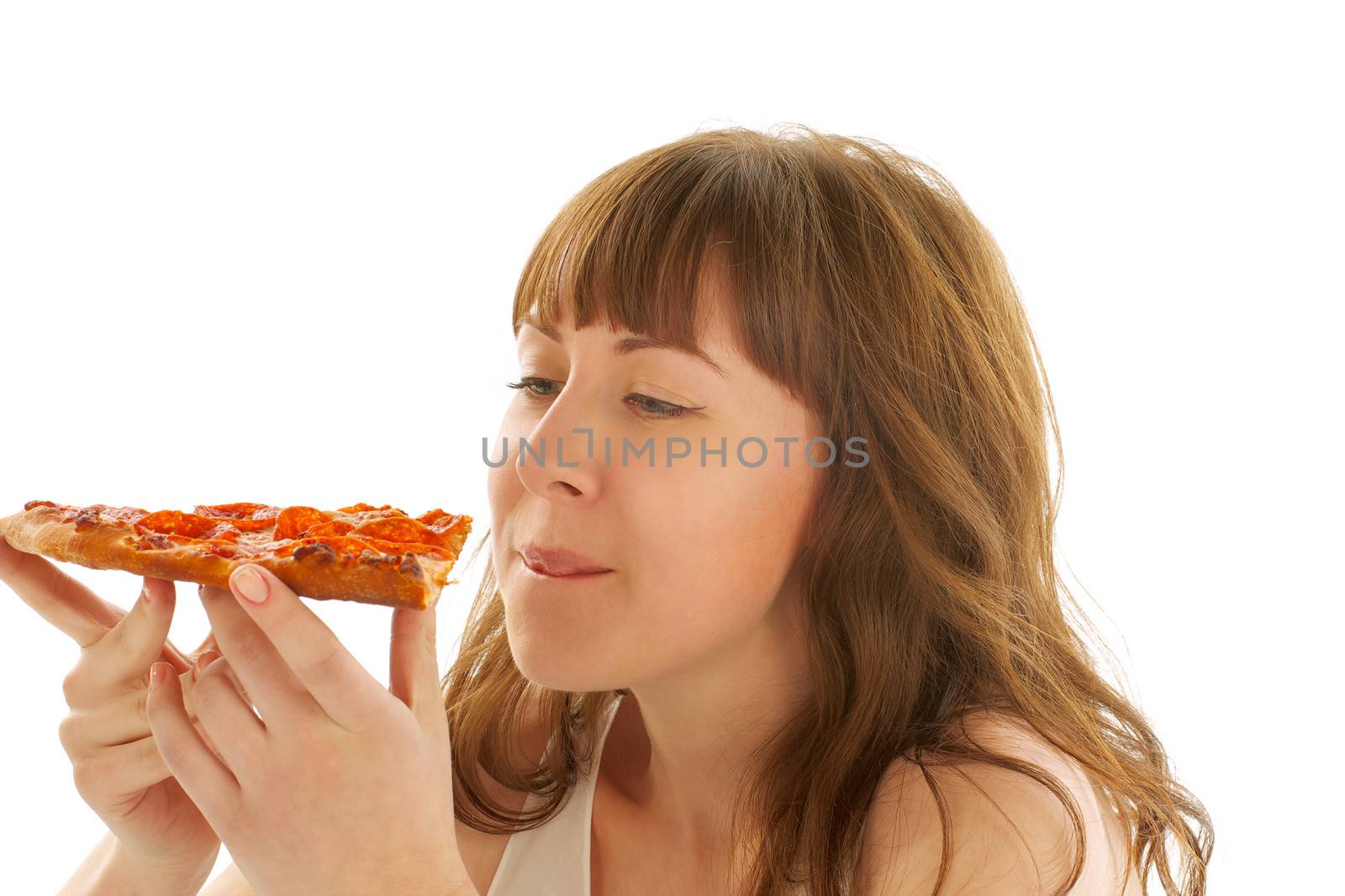 Young Woman and Pizza by zhekos