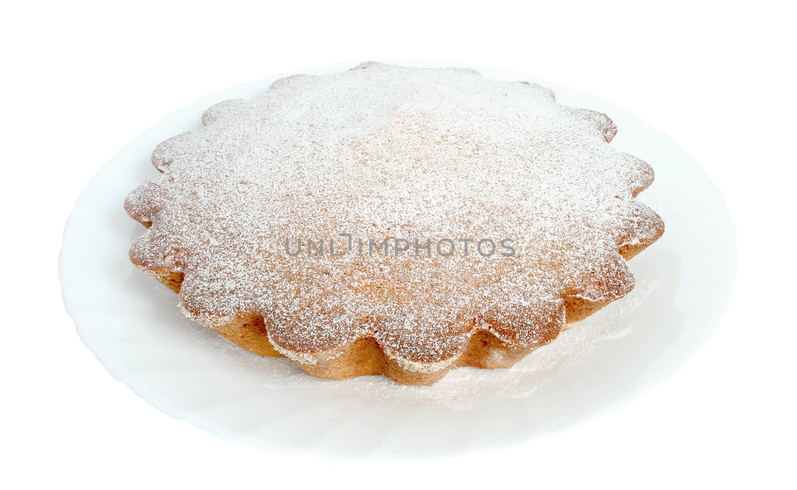 Piece of a pie on a white background.