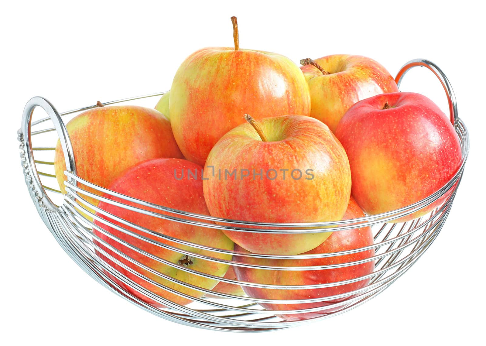 Apples in a vase on a white background.