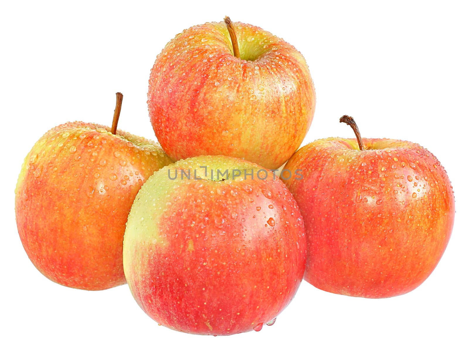 Ripe apples on a white background.