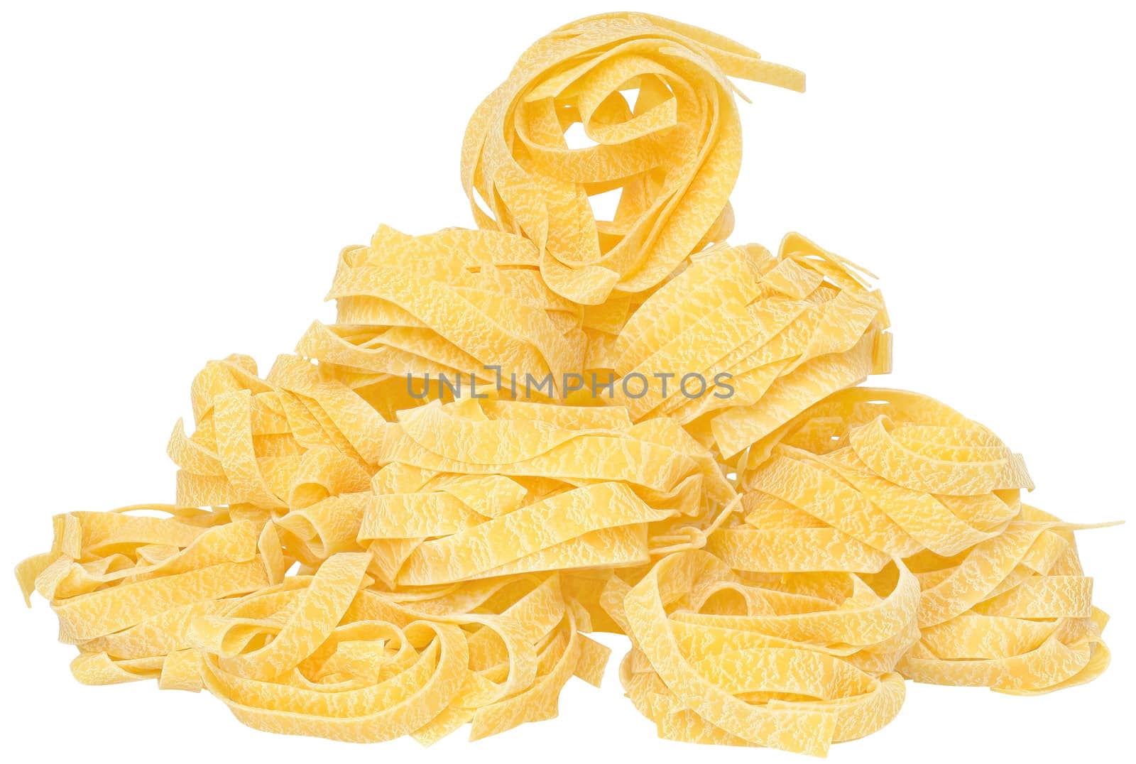 Macaroni close up on a white background.