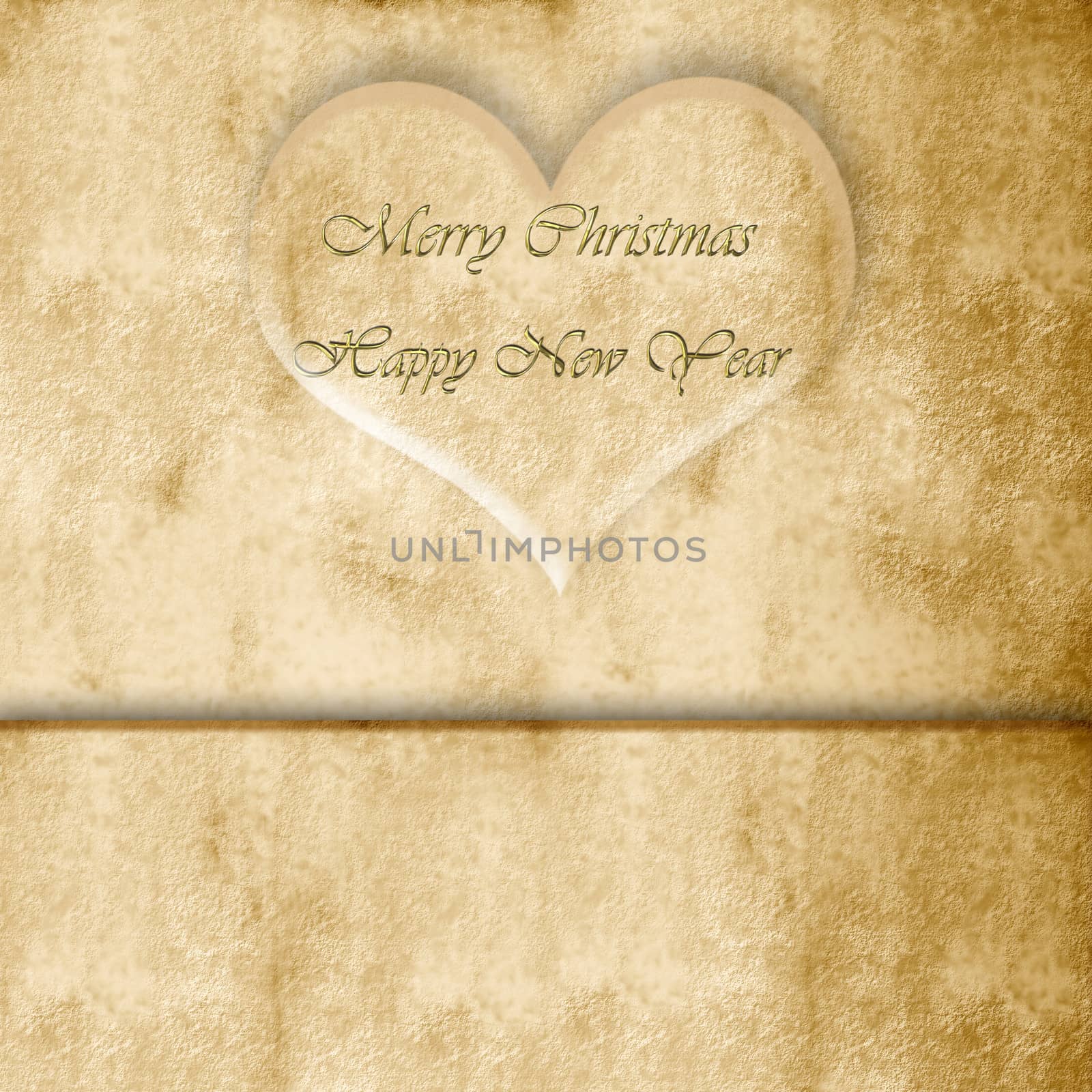 simple Christmas greeting card heart Christmas transparent and empty parchment background for writing