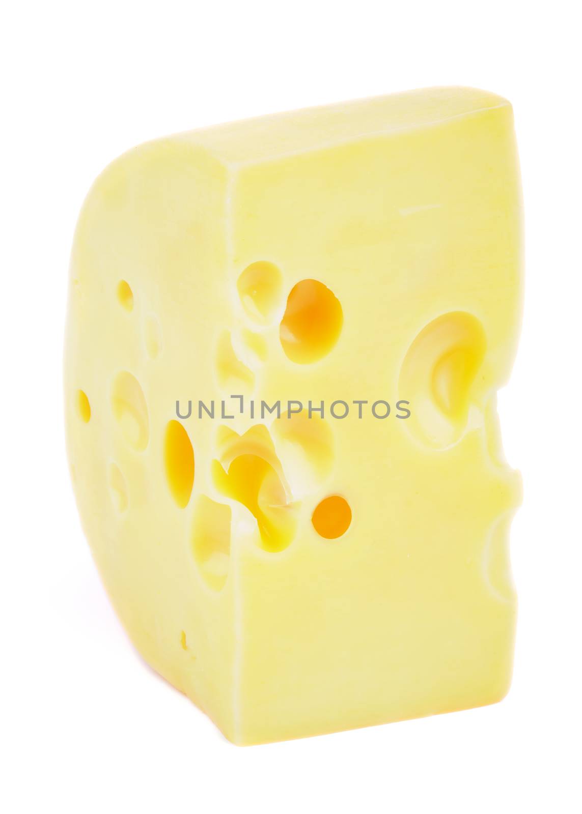 Big Piece of Delicious Maasdam Cheese isolated on white background