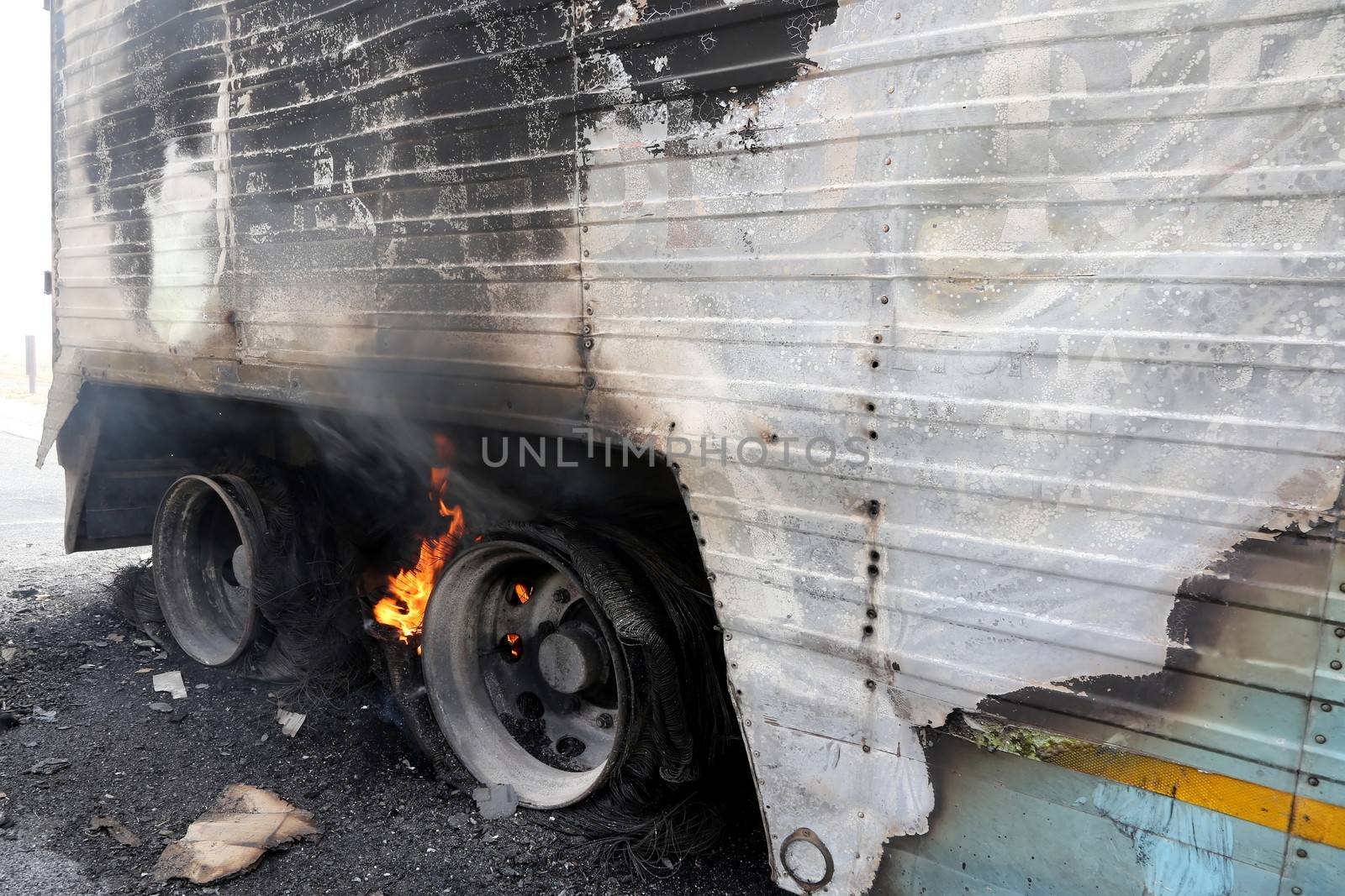 Burning Truck Wheels Accident by fouroaks