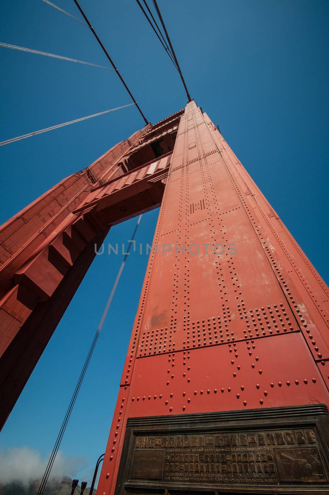 Golden Gate sign on Bridge in San Francisco, California, USA