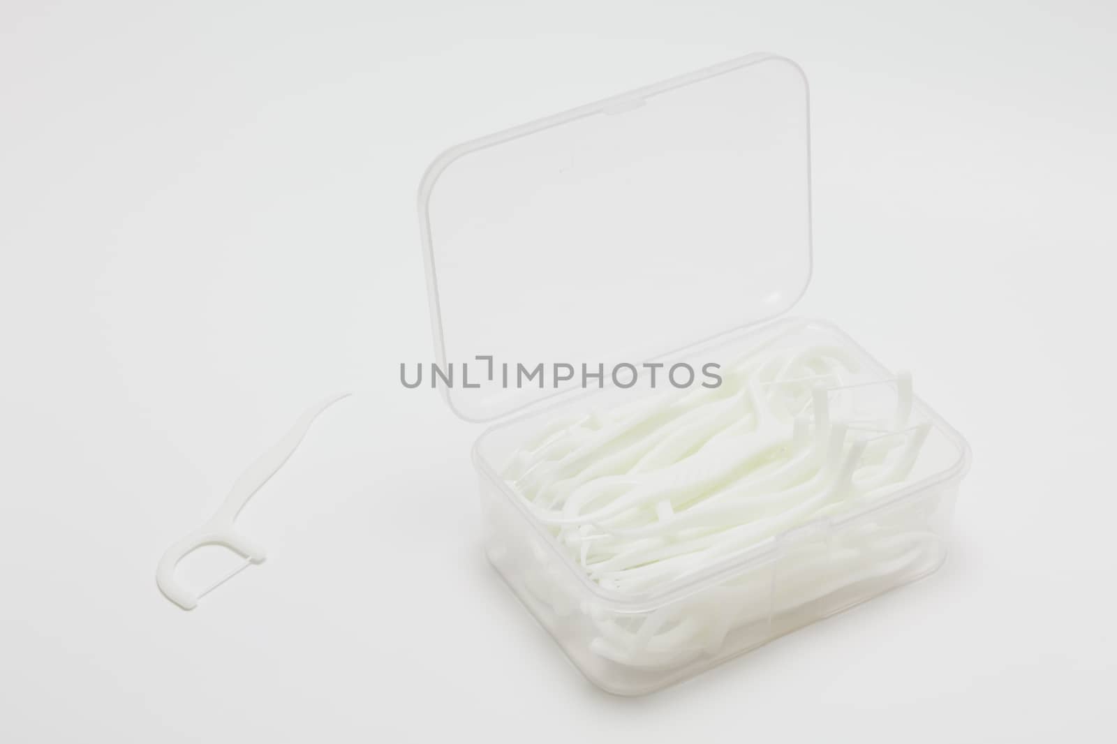 Flosser toothpick on white background