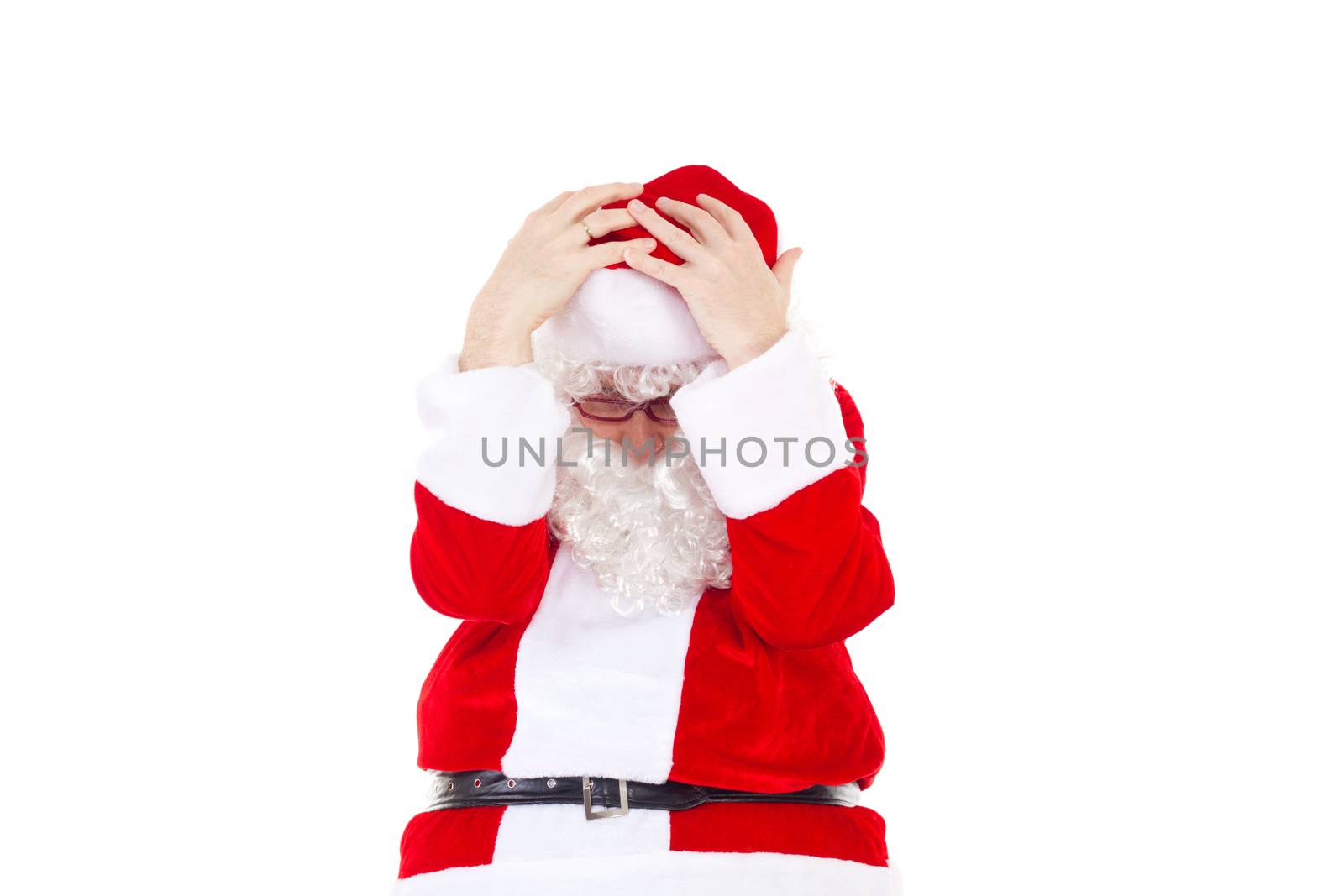 Very frustrated Santa Claus due to lot of work