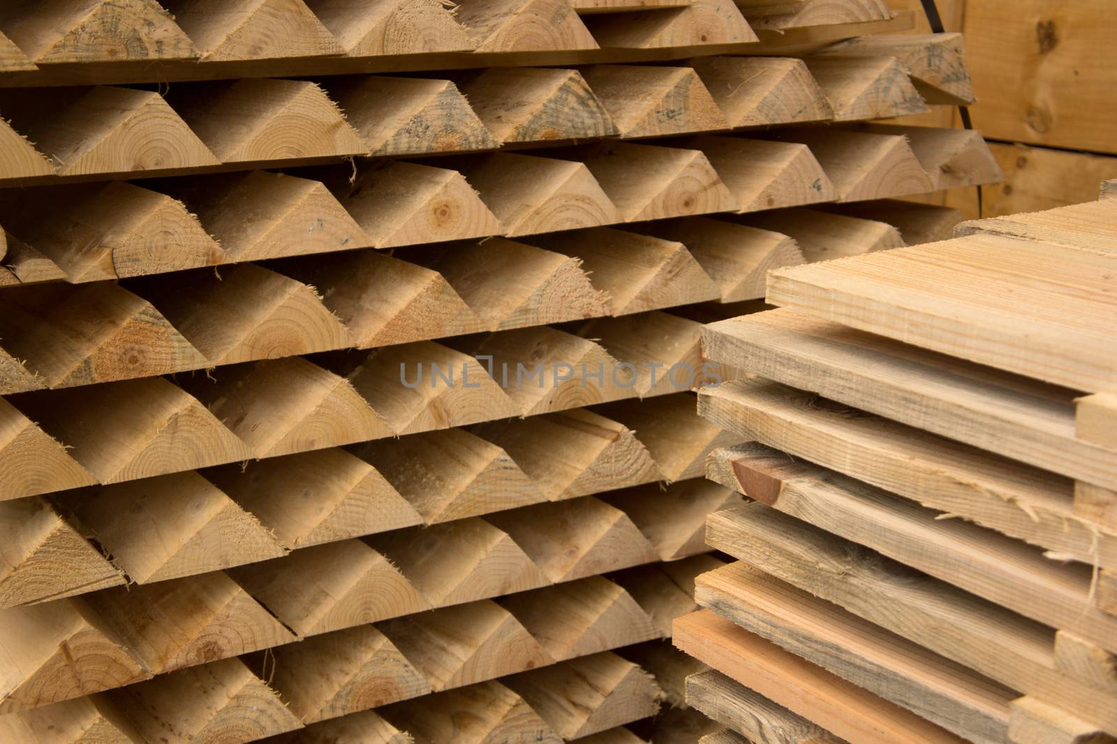 Stack of Construction Wood Ready for Assembly.